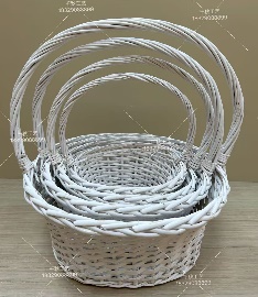 Willow baskets 43X36XH50, 37X30XH45, 32X24XH41, 26X18XH35 cm, 4 pcs
